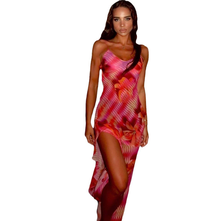Damen Sommerliches Maxikleid mit asymmetrischem Saum und floralem Design Echo Archiv