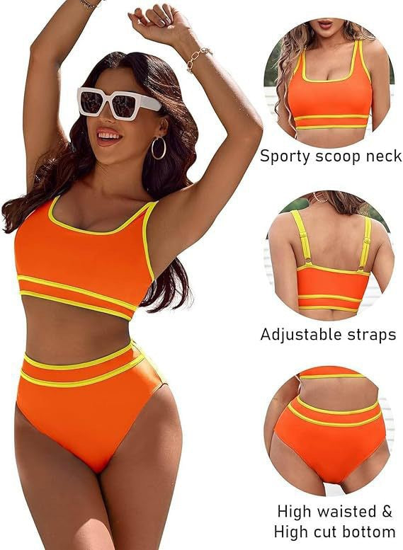 Damen Sportives Bikini-Set mit hohem Bund Echo Archiv