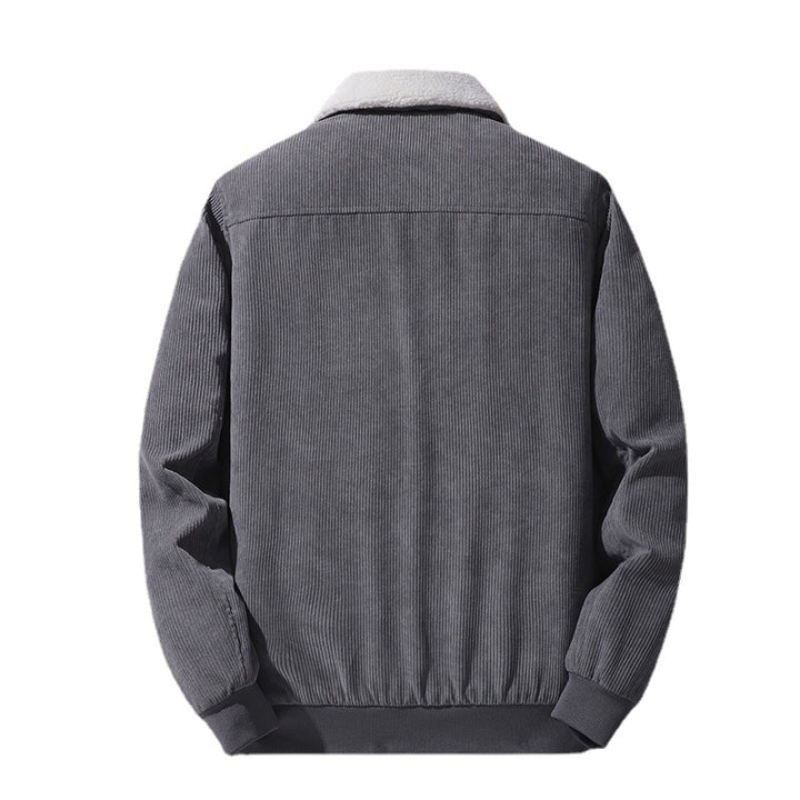 Herren Cordbomberjacke mit Teddykragen, wärmender Thermofütterung und Pattentaschen – Brevano