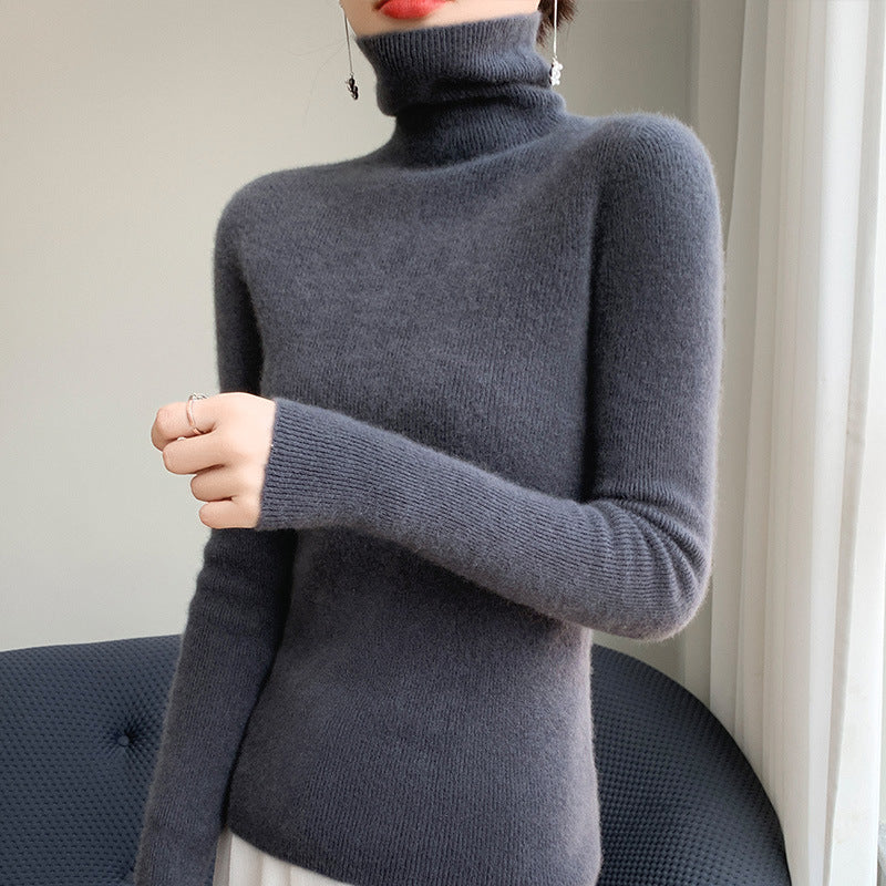 Damen Schmaler Rollkragenpullover aus Kaschmir‑Mix mit extralangem Ärmelabschluss Echoarchiv