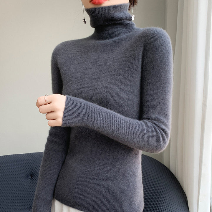 Damen Schmaler Rollkragenpullover aus Kaschmir‑Mix mit extralangem Ärmelabschluss Echoarchiv