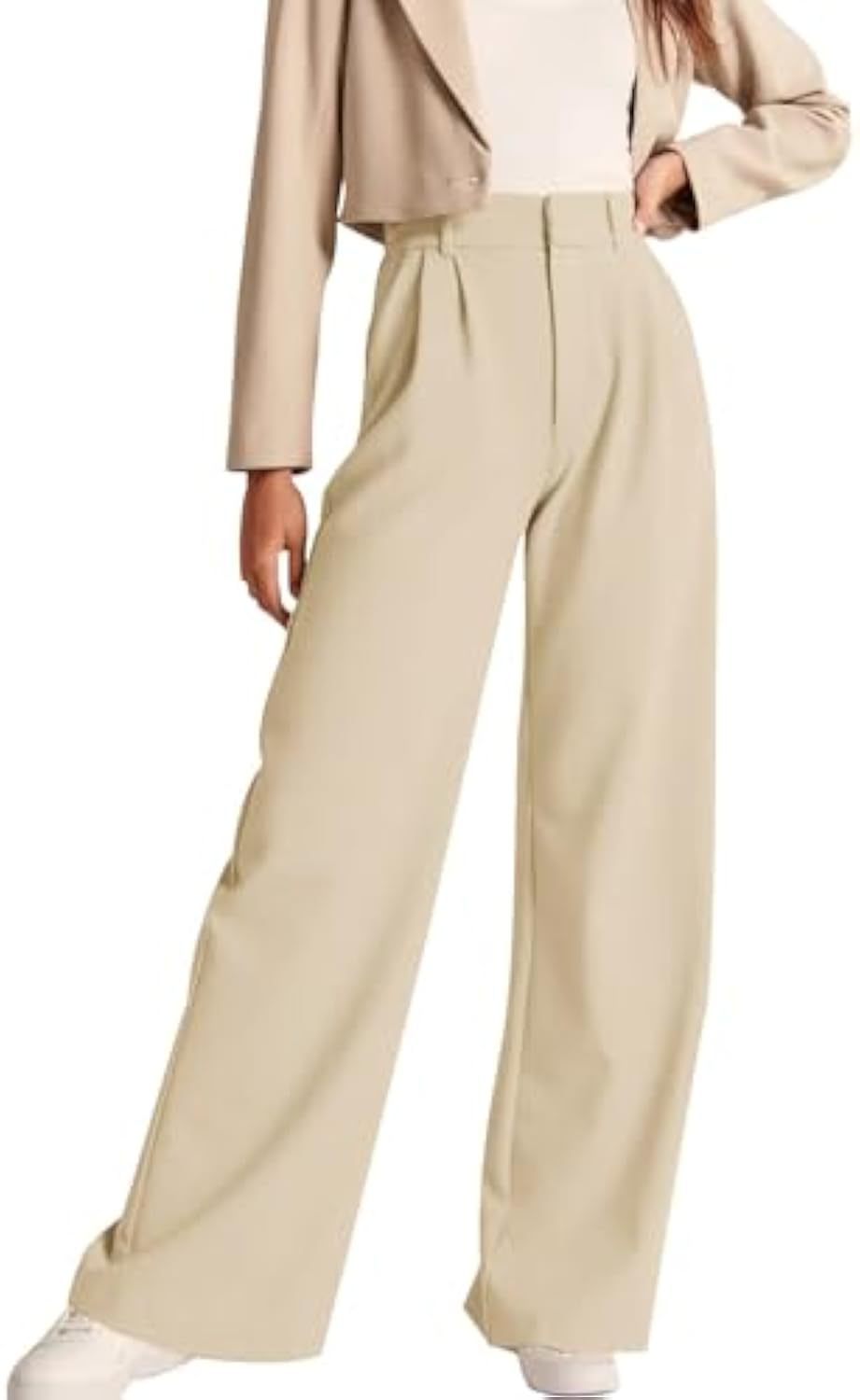 Damen Hochtaillierte Bundfalten-Hose im Palazzo-Stil mit weitem Bein – Avélisse