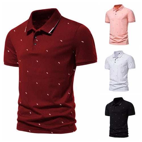 Herren Polohemd mit modischem Druck und hochwertigem Baumwollmaterial Echoarchiv