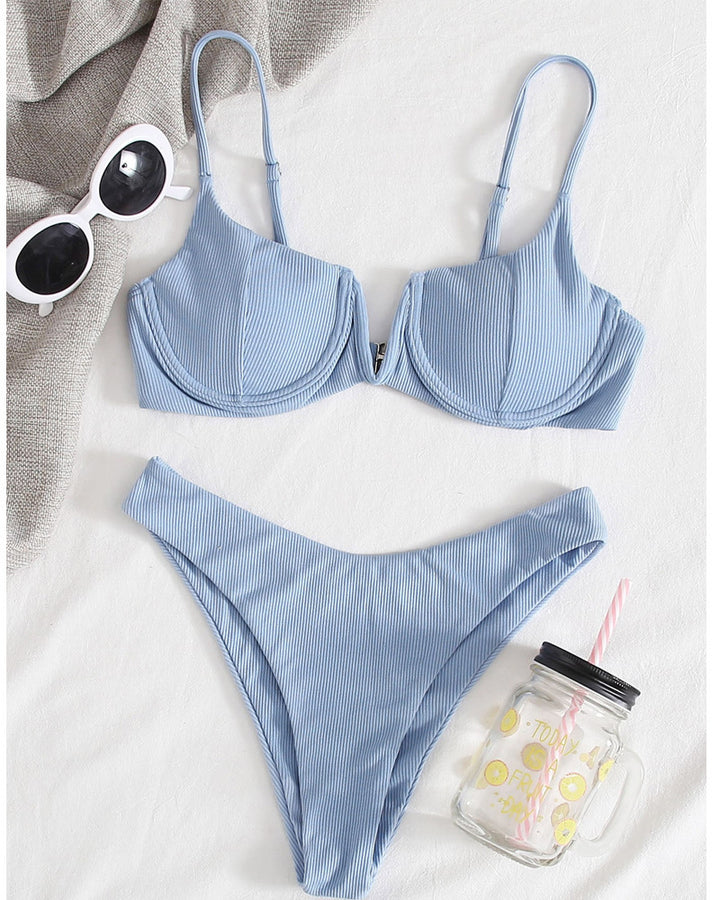 Damen Push-Up Bikini mit rippierter Textur und verstellbaren Trägern Echo Archiv