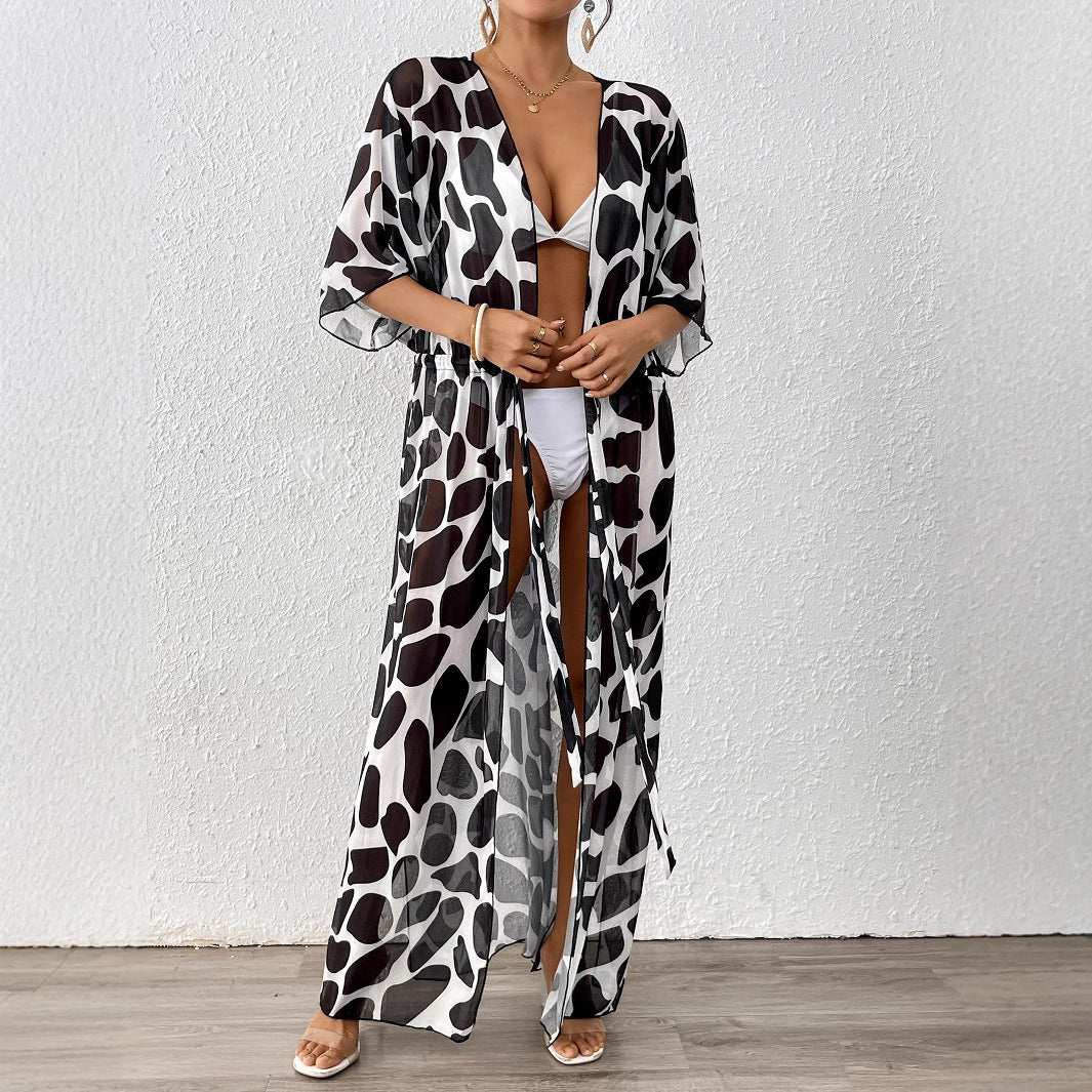 Damen modischer Strandkaftan mit seitlichem Kordelzug Echo Archiv
