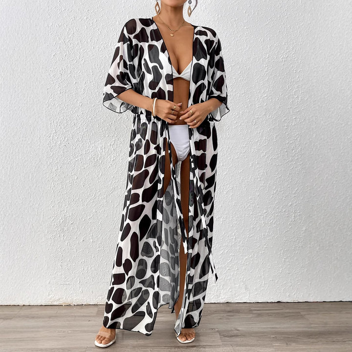 Damen modischer Strandkaftan mit seitlichem Kordelzug Echo Archiv