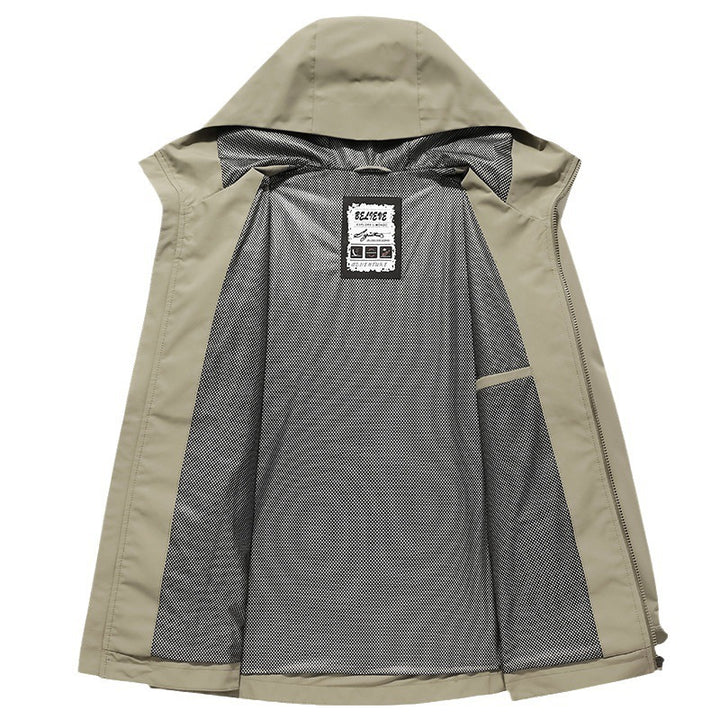 Herren Softshell Regen- und Übergangsjacke mit Kapuze, winddichter Membran und atmungsaktivem Meshfutter Echoarchiv