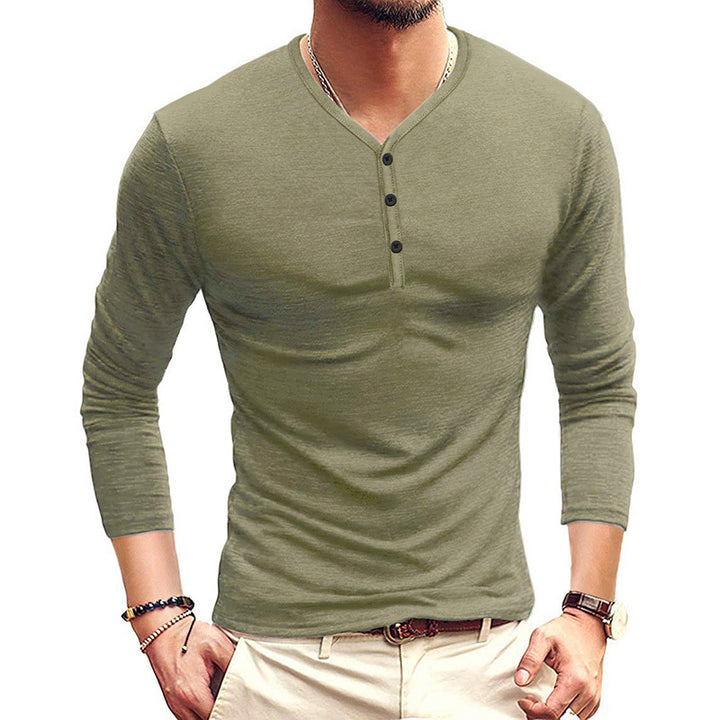 Herren Langarmshirt mit modischem Henley-Ausschnitt und figurschmeichelndem Schnitt Echoarchiv