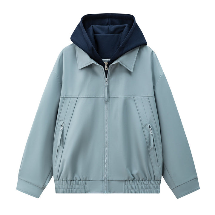 Herren Boxy-Übergangsjacke mit kontrastreicher Innenkapuze und elastischem Saum Echoarchiv