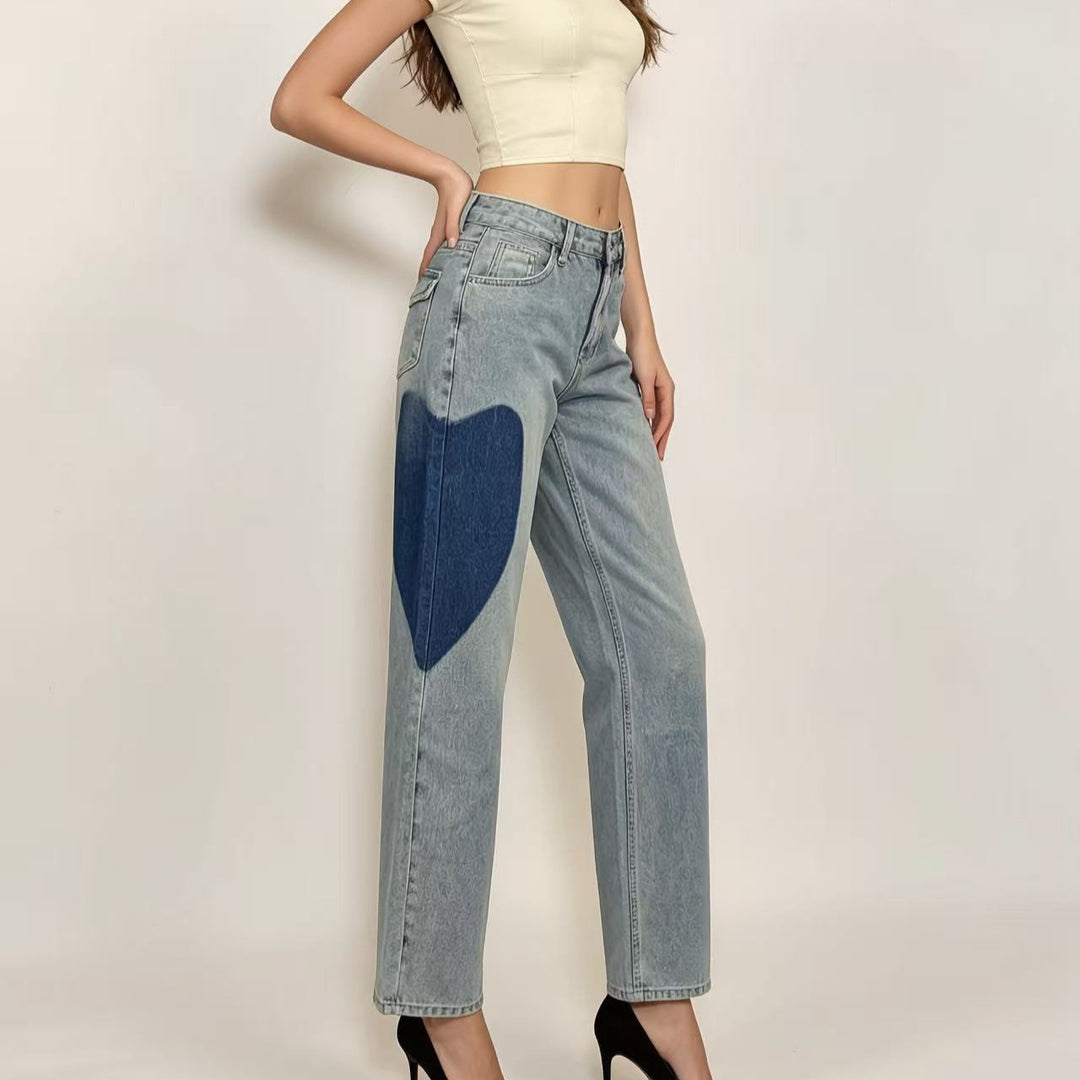 Damen weit geschnittene Denim-Jeans mit einzigartigen Farbakzenten Echo Archiv