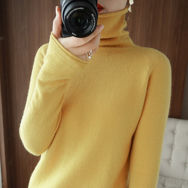 Damen Weicher Rollkragenpullover aus Kaschmir‑Look mit Daumenloch und figurbetonter Silhouette Echoarchiv