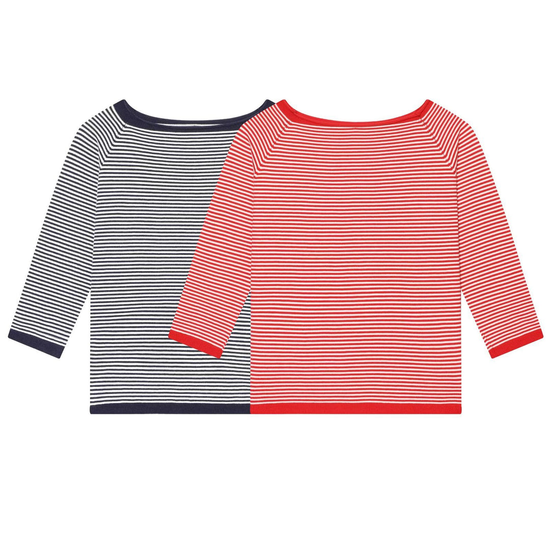 Damen Maritimes Ringel-Boatneck-Shirt mit dreiviertelärmeln Echo Archiv