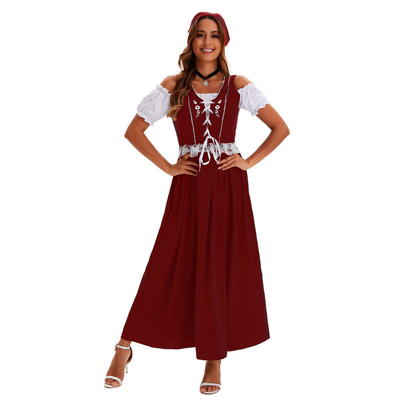 Damen nan langes Trachtenkleid im Dirndlstil mit Corsage-Schnürung und Spitzenbund Echo Archiv
