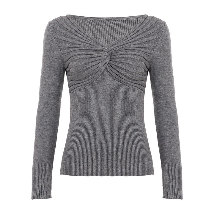 Damen Feinstrick-Pullover mit gedrehtem Vorderteil und taillierter Rippstruktur Echo Archiv