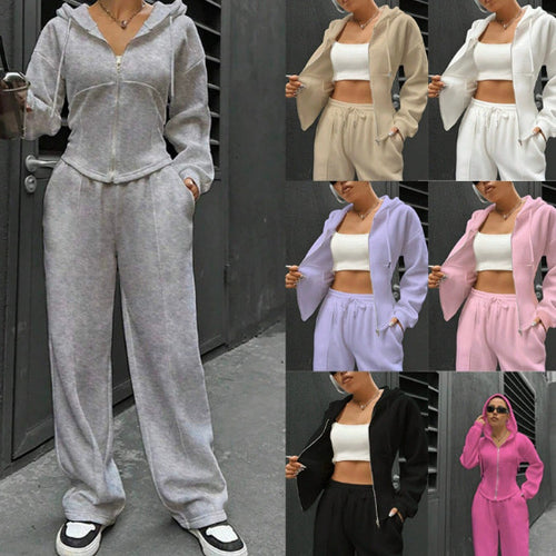 Damen Zip-Hoodie und weite Sweatpants Set mit taillierter Nahtführung Echo Archiv