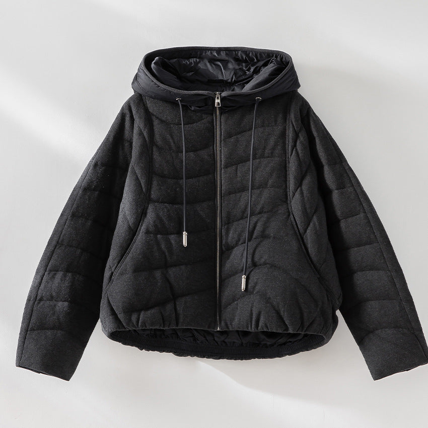 Damen gesteppte Kapuzen-Winterjacke mit tailliertem Gummizug Echoarchiv