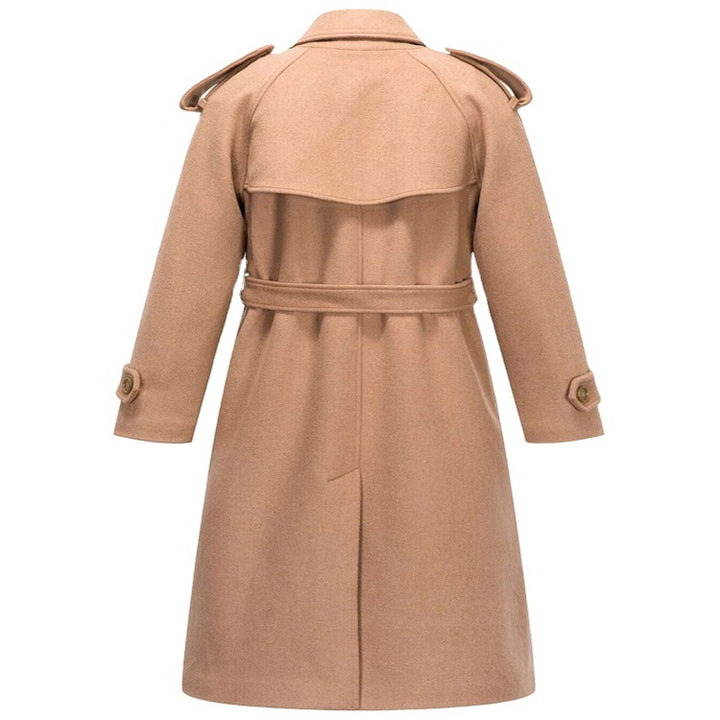 Damen Midilanger Doppelreihiger Wollmix‑Trenchcoat mit Epauletten und Taillengürtel Echoarchiv