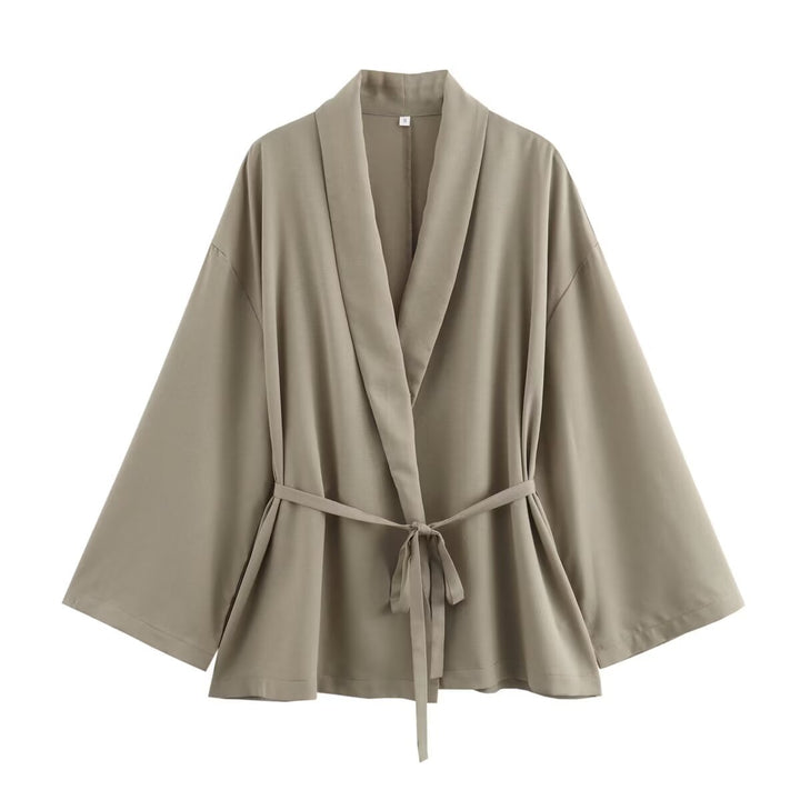 Damen Kimono-Jacke mit Wickelgürtel, weitem Schnitt und Schalkragen Echo Archiv