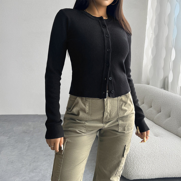 Damen nan taillierter Feinstrick-Cardigan mit Rundhals und Zierknopfleiste Echo Archiv