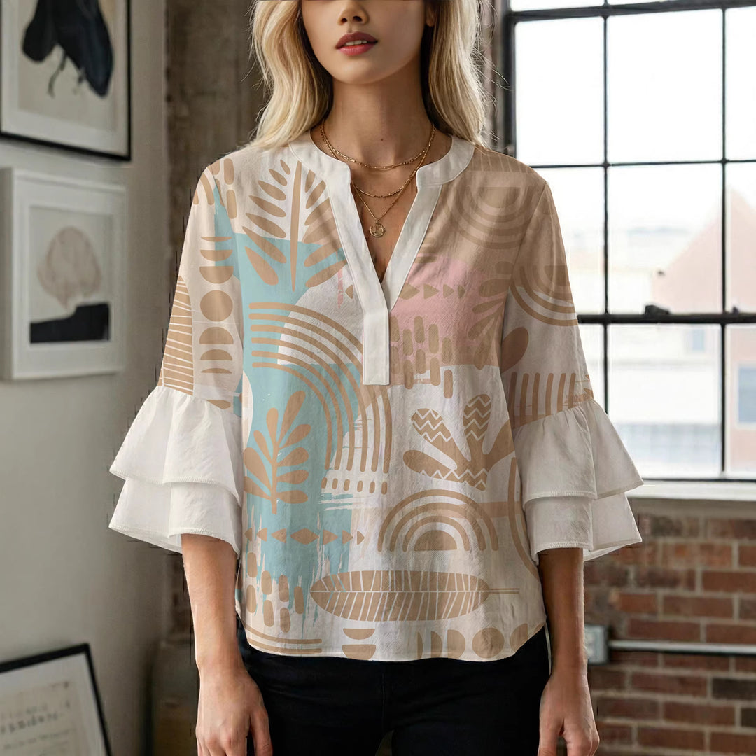 Damen Bluse mit Rüschendetails und auffälligem Animal-Print Echo Archiv