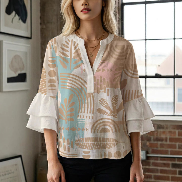 Damen Bluse mit Rüschendetails und auffälligem Animal-Print Echo Archiv