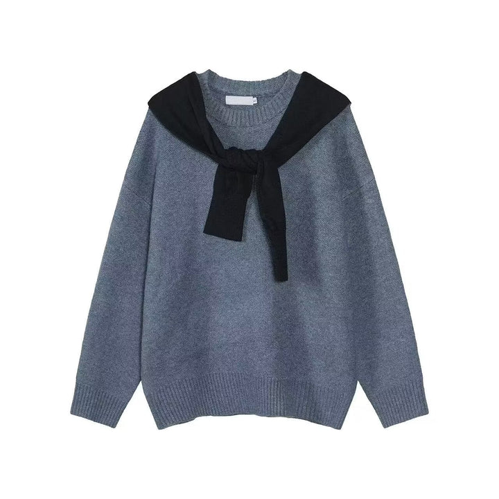 Damen Modischer Grobstrickpullover mit Kragen Echoarchiv