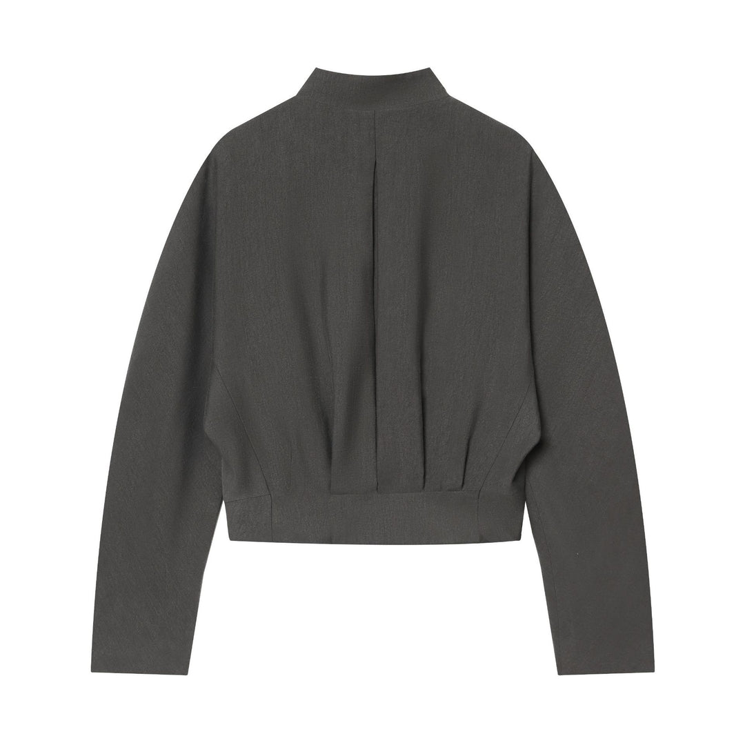 Damen taillierter Cropped-Blazer mit V-Ausschnitt, entwurfsnahtiger Formgebung und dreiknopfverschluss – Valéne