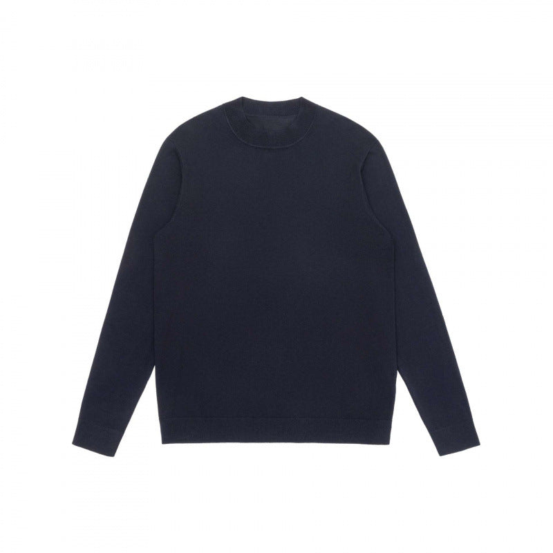 Herren Feiner Merino‑Mix Rundhals‑Pullover mit schmaler Silhouette und gerippten Abschlüssen Echo Archiv