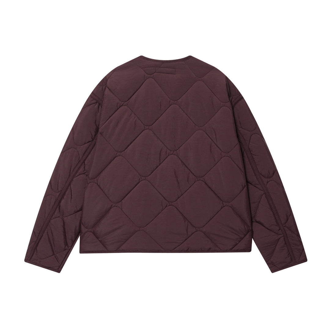 Damen gesteppte Cardigan‑Jacke mit Rautenstepp, Rundhals und aufgesetzten Taschen – Célinea