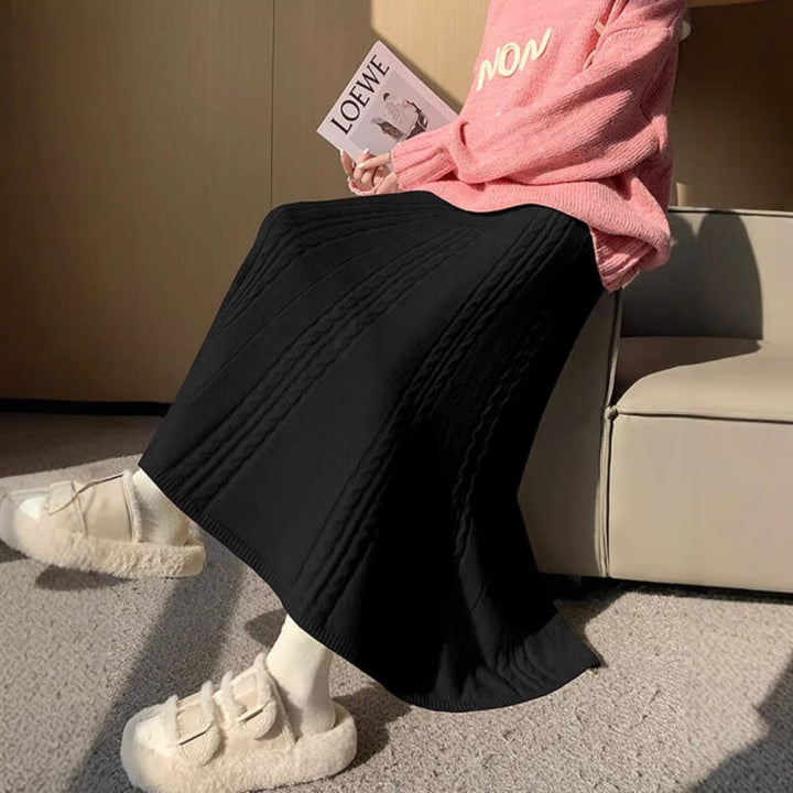 Damen Langer Strickrock mit feinem Rippmuster Echo Archiv