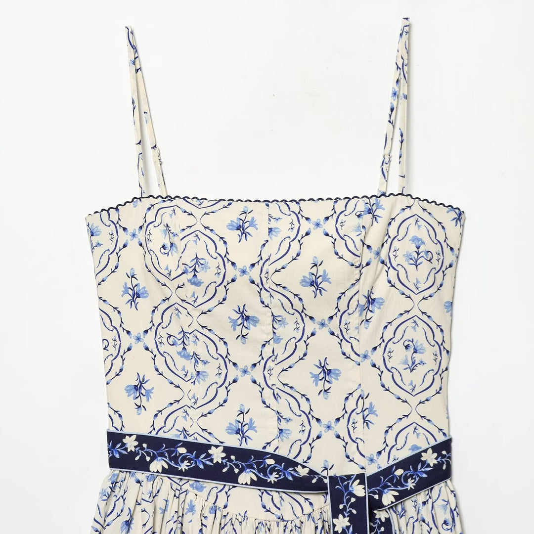Damen Maxikleid mit floralem Muster und verstellbaren Spaghetti-Trägern Echo Archiv