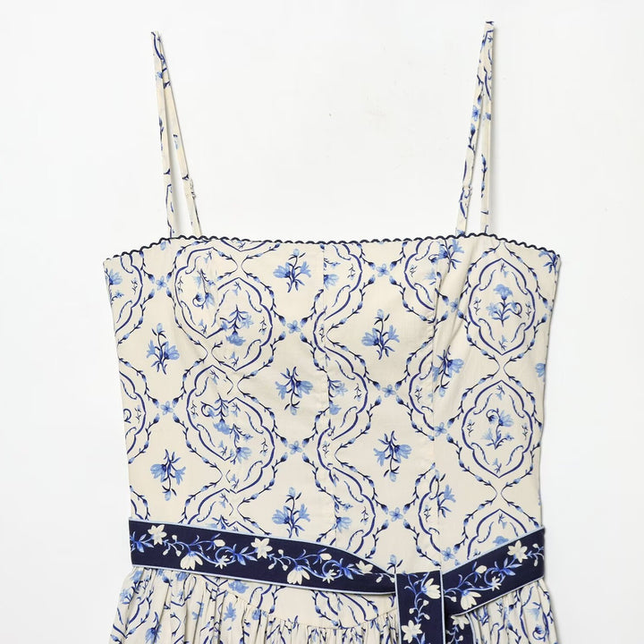 Damen Maxikleid mit floralem Muster und verstellbaren Spaghetti-Trägern Echo Archiv
