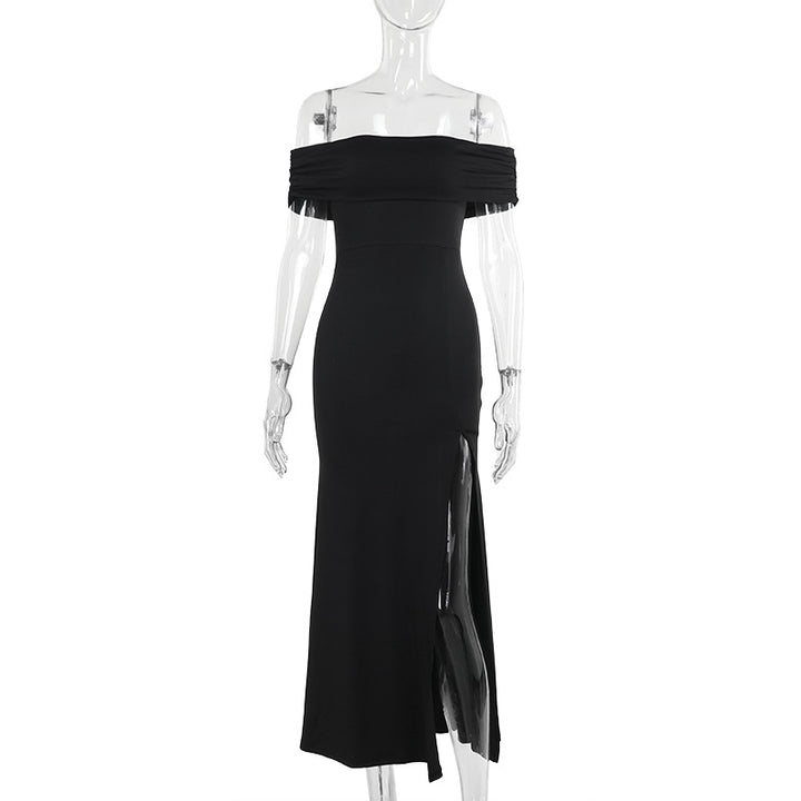 Damen Maxi-Kleid mit schulterfreiem Design und elegantem Schlitz Echo Archiv