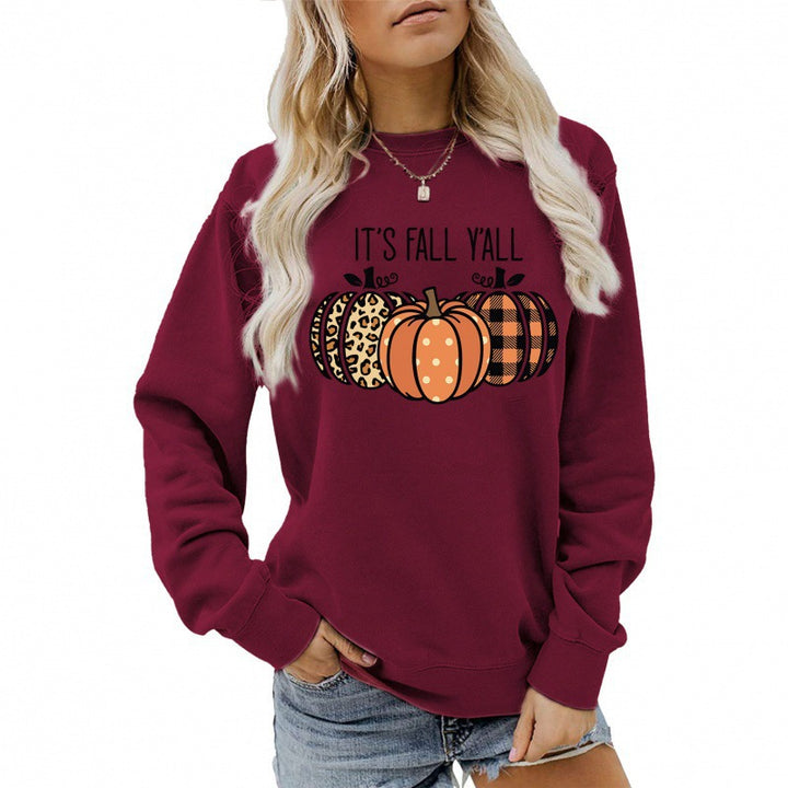 Damen nan lässiges Herbst Sweatshirt mit Kürbismotiv und Rundhalsausschnitt Echo Archiv