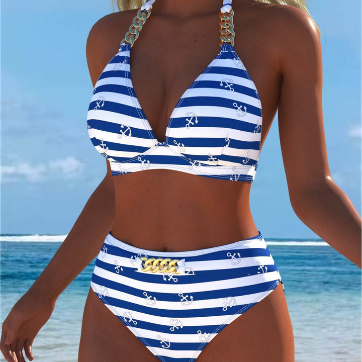 Damen Bikini mit luxuriösem Marmormuster und edlen Details Echoarchiv