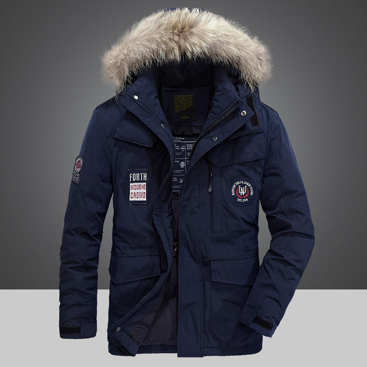 Herren Winterparka mit abnehmbarer Kapuze und Kunstfellbesatz wasserabweisend multifunktionale Taschen Echo Archiv