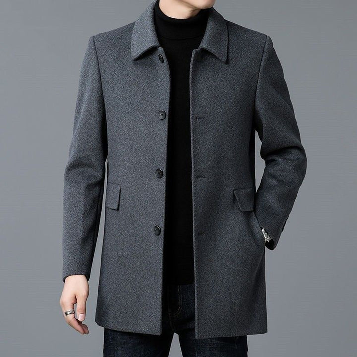 Herren eleganter Wollmantel mit klassischem Revers und Taschen Echoarchiv