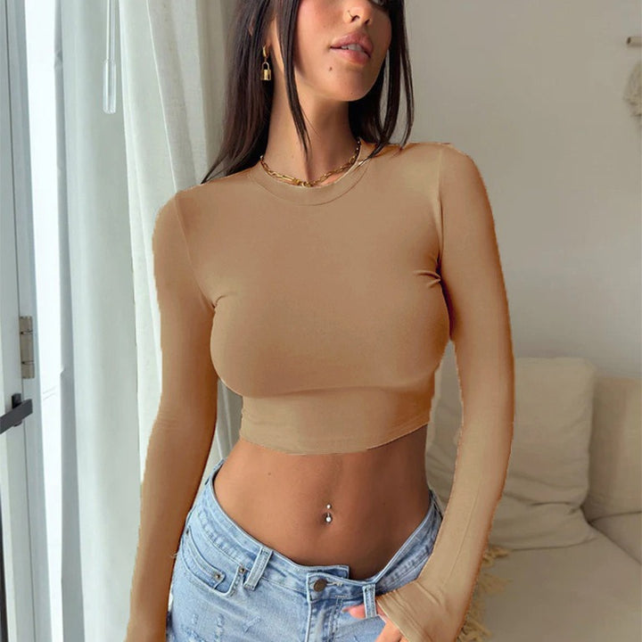 Damen elegantes langärmliges Crop-Top aus hautfreundlichem Material Echo Archiv