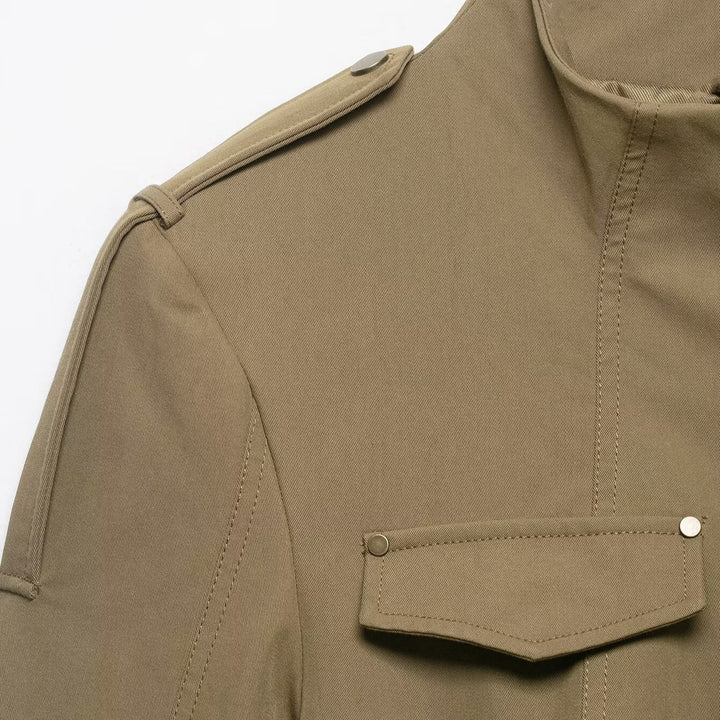 Damen Utility-Safarijacke mit Stehkragen, aufgesetzten Klappentaschen und Epauletten Echo Archiv