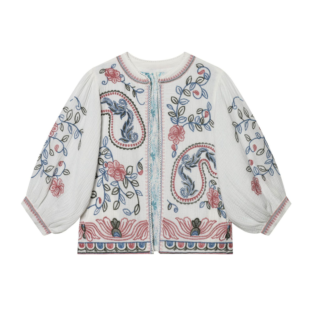 Damen Gestepptes Kimono-Jäckchen mit floraler Stickerei Echo Archiv