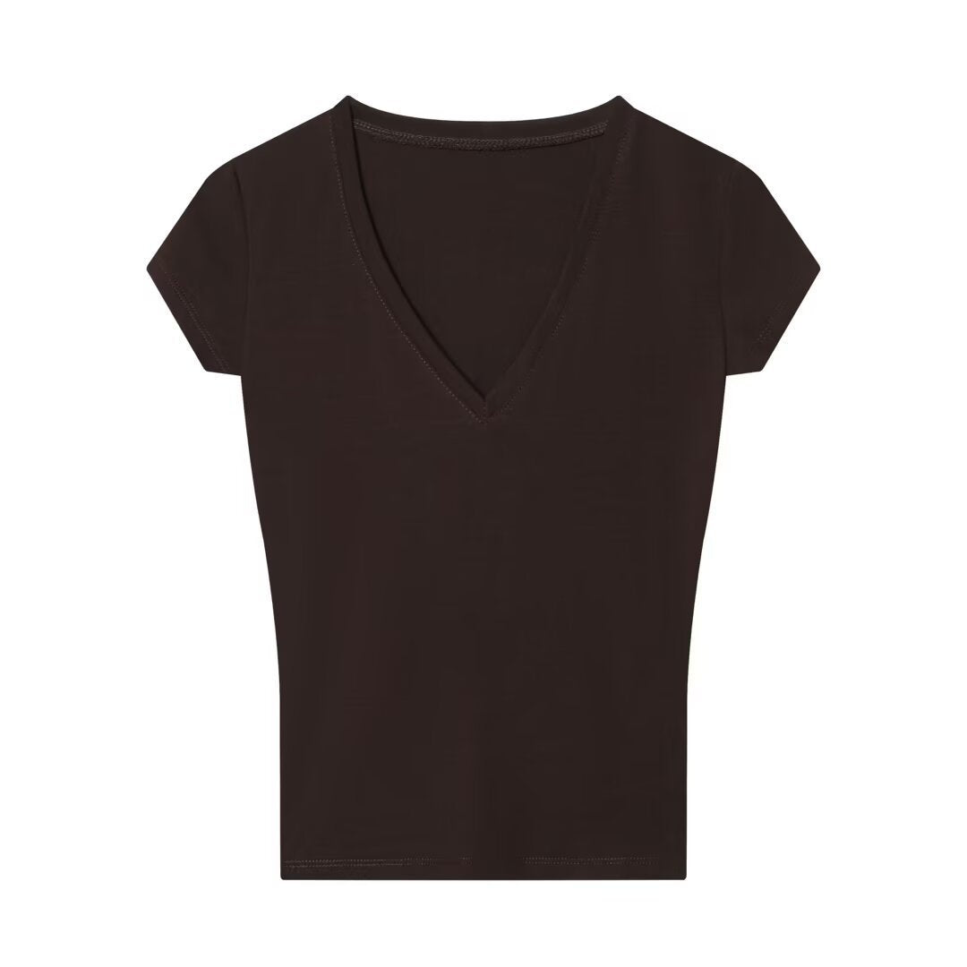Damen V-Ausschnitt T-Shirt aus hochwertiger Baumwolle Echo Archiv