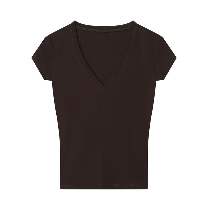 Damen V-Ausschnitt T-Shirt aus hochwertiger Baumwolle Echo Archiv