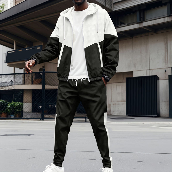 Herren sportliches Outdoor-Set mit atmungsaktiven Materialien und stylischem Farbblockdesign Echoarchiv