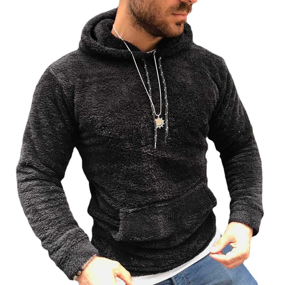 Herren Kuscheliger Fleece-Pullover mit praktischer Kängurutasche und Kapuze Echoarchiv