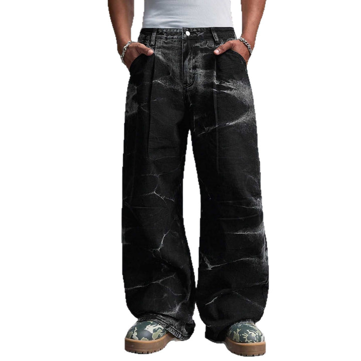 Herren Weit geschnittene Denim-Hosen mit besonderem Waschungseffekt Echoarchiv