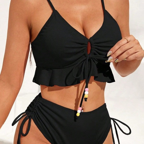 Damen Badeanzug mit Rüschendetails und verstellbaren Trägern Echo Archiv