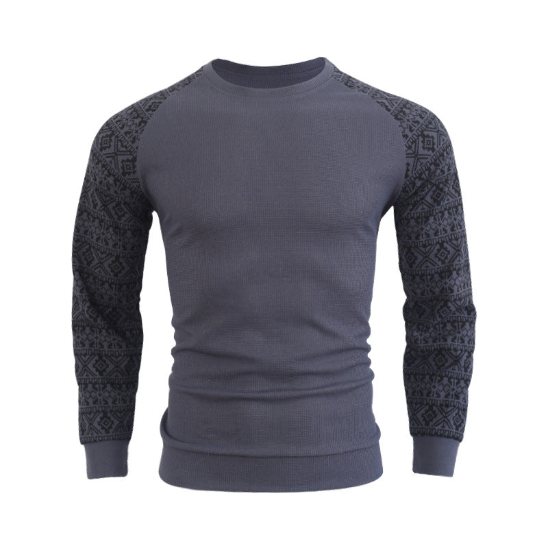 Herren modischer Langarmpullover mit grafischem Muster und Rundhalsausschnitt Echoarchiv