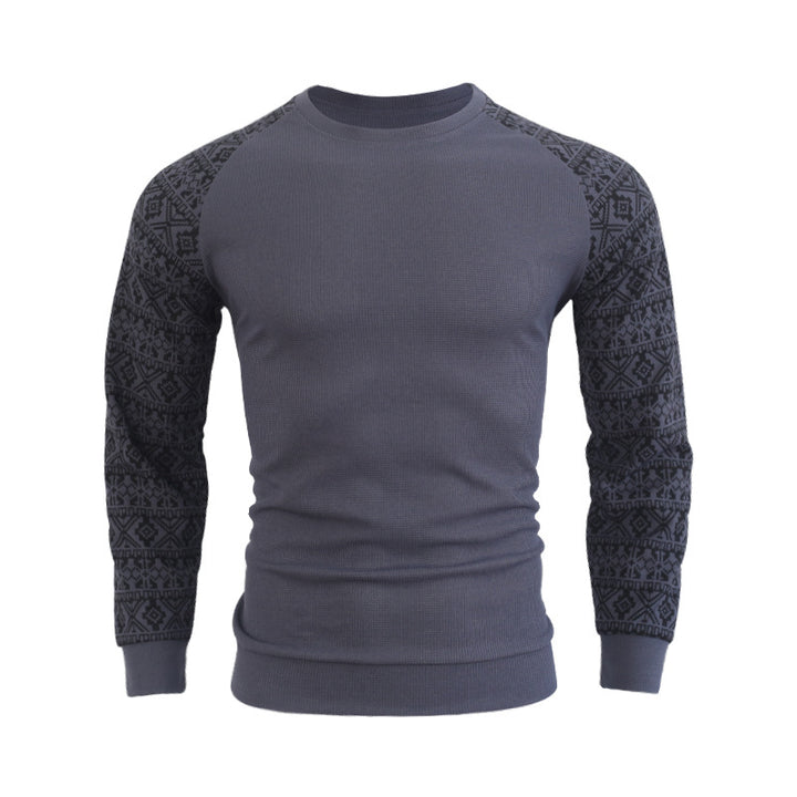 Herren modischer Langarmpullover mit grafischem Muster und Rundhalsausschnitt Echoarchiv