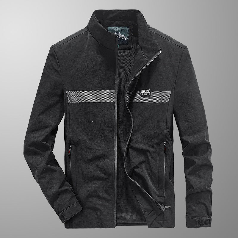 Herren Softshell‑Outdoorjacke mit Stehkragen, wind‑ und wasserabweisender Membran & reflektierendem Bruststreifen Echoarchiv