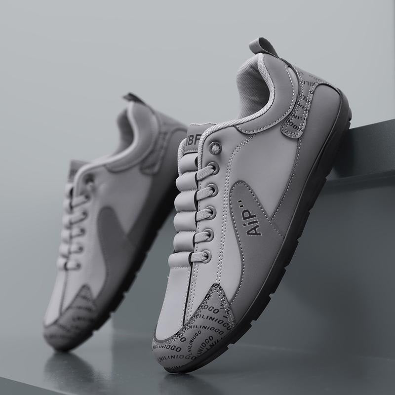 Herren Moderner Low-Top Lederimitat-Sneaker mit gepolstertem Schaft und profilierter Gummisohle Echoarhiv – Norré